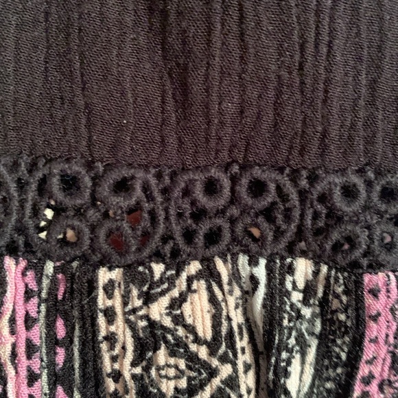 Cato Purple & Black 3/4 Sleeve Tie Front Boho Blouse EUC - Picture 4 of 10